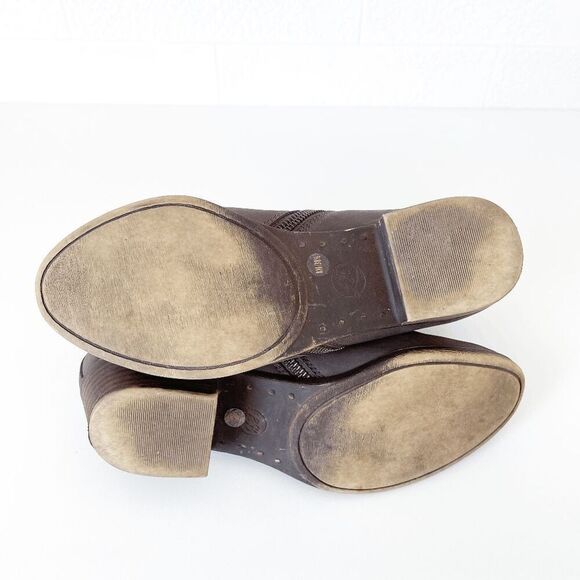 Lucky Brand Womens Nubuck Side Zip Stacked Heel Bryton Ankle Bootie Taupe Sz 8M - Picture 4 of 8